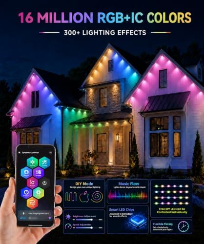 200FT Permanent Outdoor Lights , RGB+IC Smart Christmas Lights for House - Image 2