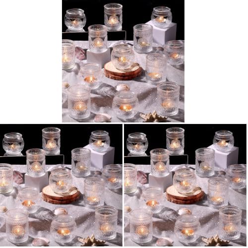 DARJEN 24Pcs Clear Votive Candle Holders - Glass Tea Light Candle Holder, Candle Holders Bulk, Embossed Candle Votives for Wedding Centerpiece & Home Decor (Pack of 3) by DARJEN