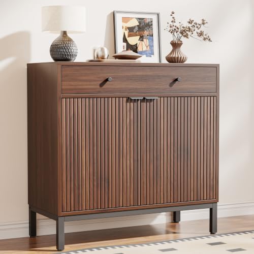 Mericonia Sideboard Buffet Cabinet Storage, Modern Wood Console Fluted Credenza by MERICONIA