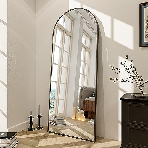 BEAUTYPEAK 65"x24" Full Length Mirror, Arch Full Body Floor Mirror, Wall Mirrors Hanging or Leaning Arched-Top with Stand for Bedroom, Dressing Room, Black - Image 2