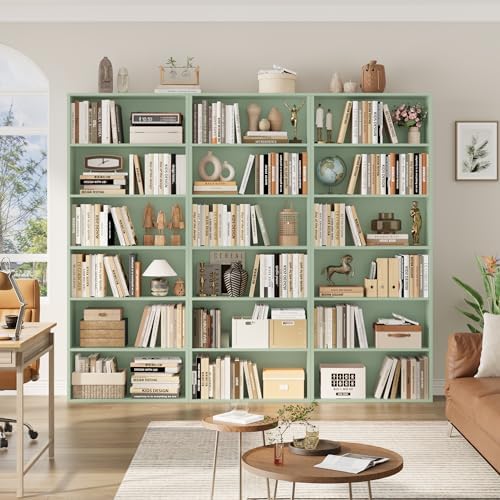 FOTOSOK 6 Tier Tall Bookshelf and Bookcase with Open Display Shelves, Green - Image 5