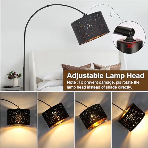 Dimmable Floor Lamp, Arc Floor Lamp with Adjustable Star Shade, Black - Image 4