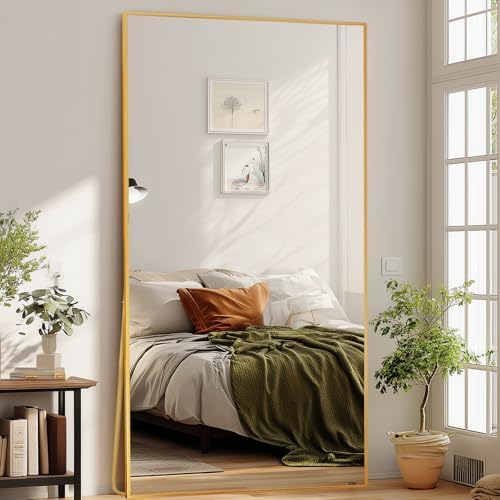 LFT HUIMEI2Y 79"x39" Full Length Mirror, Gold Floor Mirror - Image 7