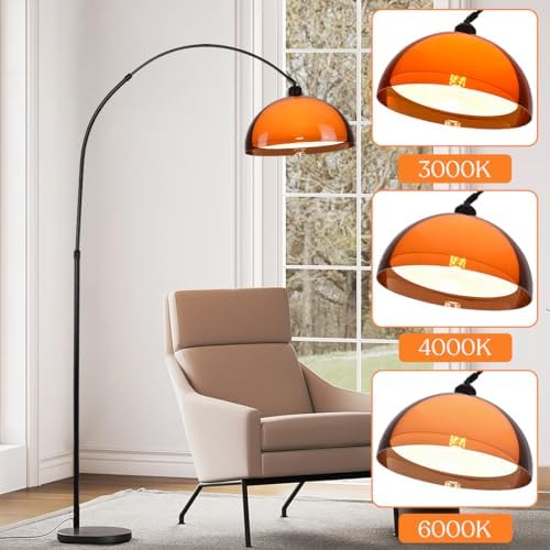 Arc Floor Lamp for Living Rooms Orange Mushroom Two-Layered 70" Modern Floor Lamp with Marble Base Arch Standing Lamp for Living Rooms, Home Offices, Dining Rooms, Bedrooms,Acrylic Lampshade - Image 5