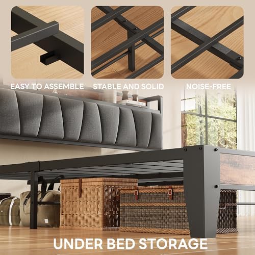 LIKIMIO Queen Size Bed Frame with Storage Headboard and Charging Station - Image 6