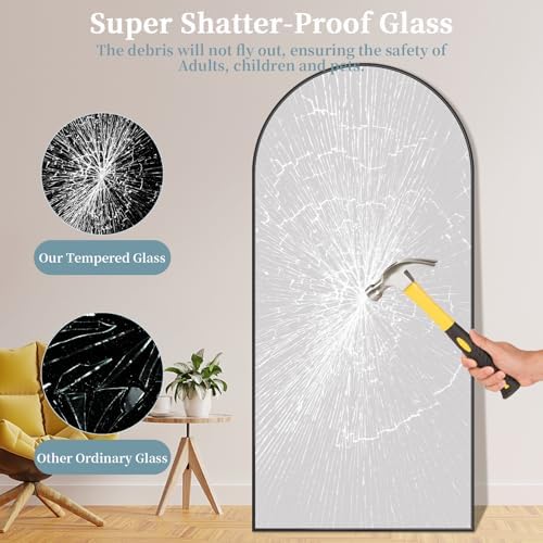 71"x32" Arched Full Length Mirror with Stand,Full Body Floor Mirror - Image 5