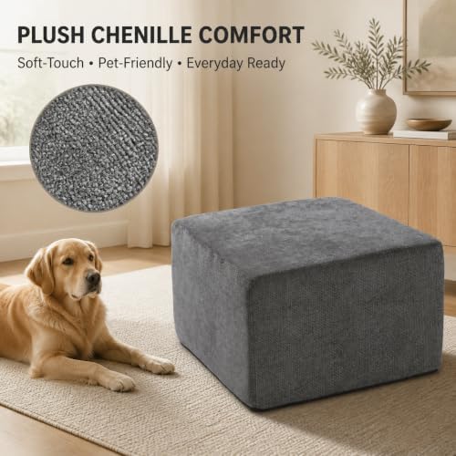 MONVANE 27.5" Square Ottoman, Modular Foot Rest, Grey - Image 3