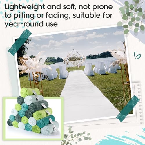 24 Pack Flannel Throw Blankets Bulk 50 x 60 Inch Wedding Fleece Blankets with Thank You Card Soft Blanket for Winter Valentines Guests Sleepover Spa Gifts, 4 Colors (Shades of Green) - Image 5
