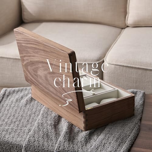 Beexchange Black Walnut Wooden Jewelry Box - Allwood, Handcrafted, Classic Jewelry Box. Jewelry boxes & organizers for Women, Men, and Girls(Single-Layer) - Image 3