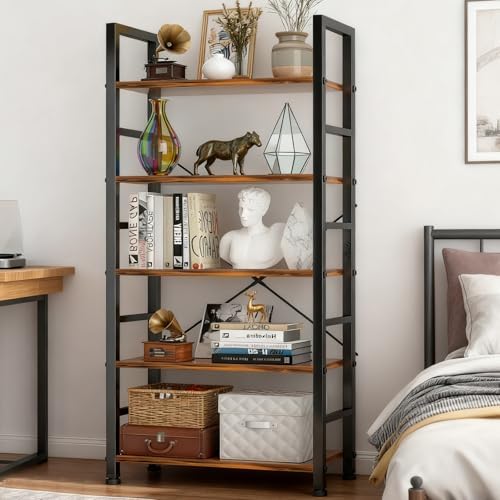 5 Tier Bookshelf, Free Standing Bookcase with Open Storage Shelves - Image 4