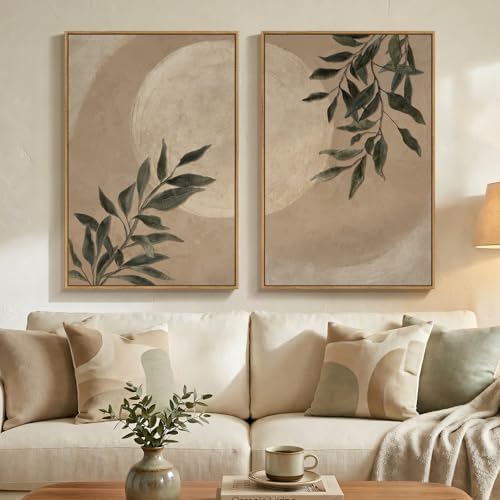Large Framed Vintage Moon Botanical Wall Art for Living Room, 24x36 In by Cuspin