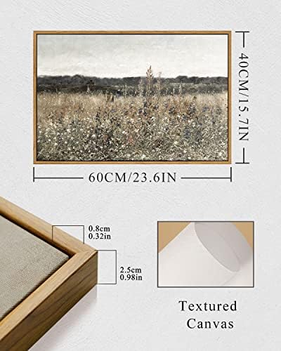 InSimSea Framed Canvas Wall Art Vintage Decor, Wildflower Field Vintage Wall Art Canvas Prints, Modern Farmhouse Bathroom Home Wall Decor, 16"x24" - Image 6