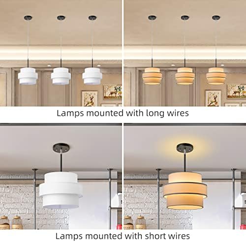 3-tier Drum Lamp Shade for Pendant Lighting Floor Lamps Replacement Shade, The Fibric Lampshade is made of TR by hand (Whtie) - Image 2