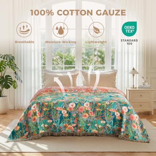 LUTBM Boho Throw Blanket for Bed 60"x80", All Season Cotton Couch Blankets - Image 3