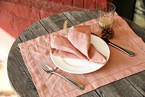 100% Pure Linen Dinner Cloth Napkins 15 x 15 Inch Dusty Pink - Set of 6 Pack European Flax Natural Fabric Washable for Home and Kitchen - Image 4