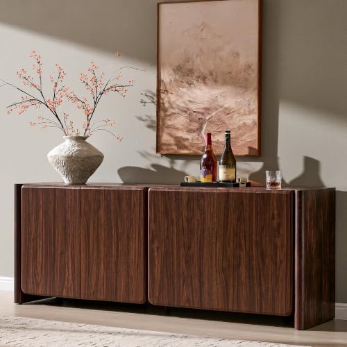 66" Modern Buffet Cabinet w/Storage, Large Sideboard, Brown by ALLTUFOYourDailyEssential