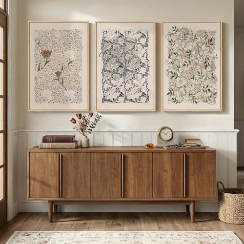 Large Framed William Morris Canvas Wall Art for Living Room, 3 Piece - Image 2