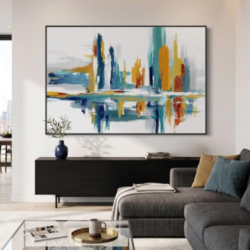 Extra Large Framed Modern Colorful Abstract Wall Art, Horizontal 60x40 In - Image 3