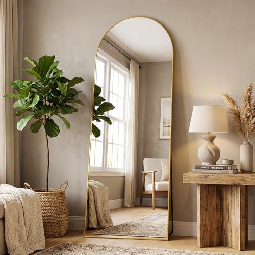 Antok 58" x19” Arched Full Length Mirror, Floor Mirror with Stand,Gold - Image 3