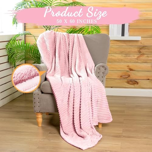 Buryeah 12 Pcs Flannel Blankets Bulk,Fall Outdoor Wedding, Light Pink - Image 2