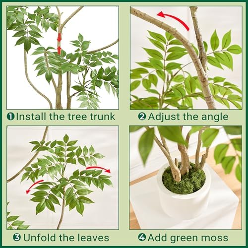 FloraFairy 6.5FT Artificial Sumac Tree in White Pot, Indoor Faux Plants - Image 5
