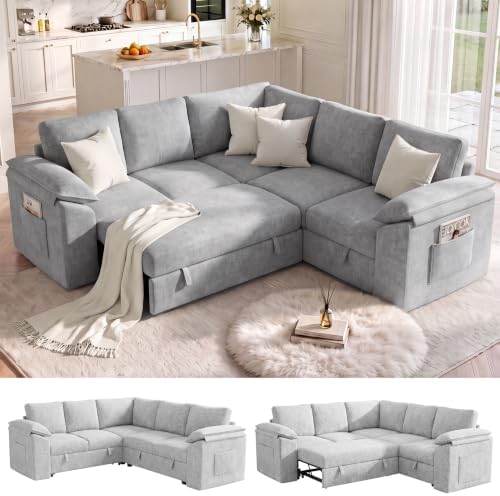 85 In L Shaped Modular Sectional Sofa Couch for Living Room, Light Gray by Leramaner