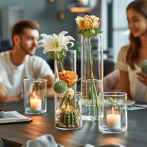 60pcs Cylinder Vases for Centerpieces Small Flower 4,6,7.5,8,10Inch Tall Clear Vase Home Decor Centerpiece Table Flower Vase Decorations for Wedding Decoration＆Holiday - Image 5