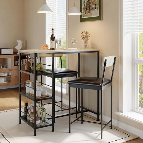 GarveeHome Bar Height Dining Table Set for 2, Space-Saving Pub Table by GarveeHome