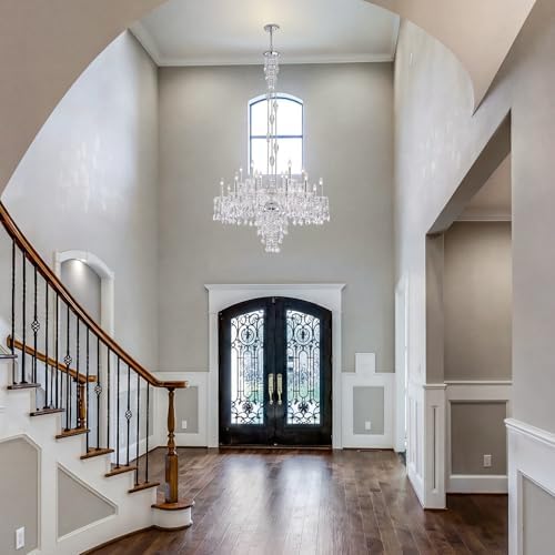 18-Light Large Crystal Candle Chandelier, Vintage Maria Theresa Chandelier for Foyer, Staircase & High Ceiling Living Room, Chrome, E12 Base - Image 6