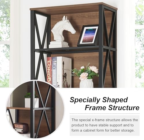 HOMISSUE Tall Bookshelf, 7-Tier Book Shelf, Rustic Wood Metal Bookshelves and Bookcases, Freestanding and Industrial Open Bookcase for Home Office, Living Room and Bedroom, Vintage Brown - Image 5