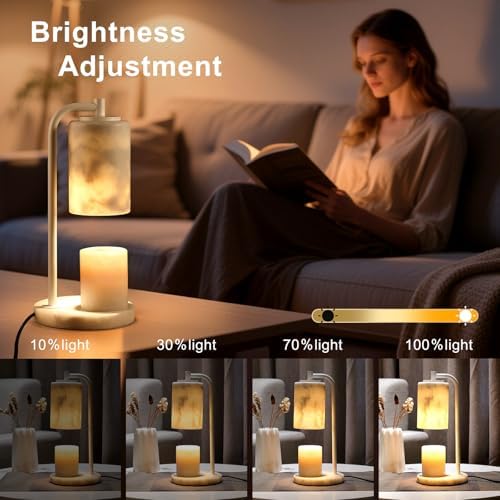 Marble Candle Warmer Lamp with Timer & Dimmer- Flameless Wax Melt Warmer, Electric Candles Warmer, Unique Textured Table Lamp for Jar Candles, Elegant Home & Bedroom Decor, Perfect Housewarming Gift - Image 2