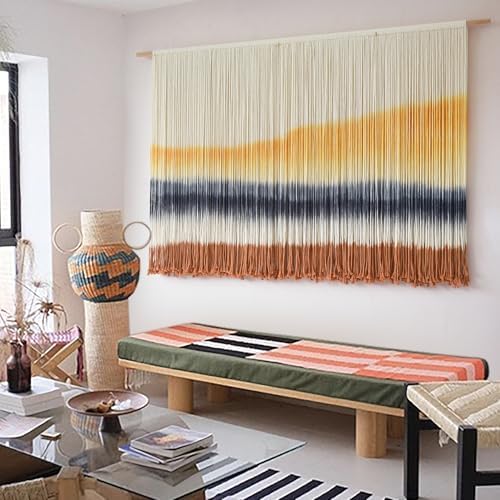 Flber Macrame Wall Hanging Extra Large Dip Dye Boho Wall Decor 57" W*35" L - Image 4