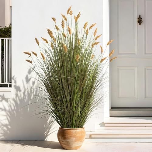 Lifelike Faux Plastic plantas Synthetic Pampas Grass Indoor Outdoor Realistic Floor Plants pet Friendly Artificial Grass for Home Office Wedding Patio Front Fake Grass Decor Housewarming Gift by Unknown