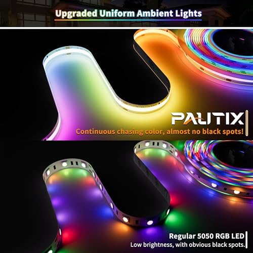 PAUTIX IP65 Waterproof RGB Smart IC COB LED Strip Light Addressable 16.4ft/5m,24V Color Flowing Strip Light Multicolor Flexible Tape Lights for TV,Room,Party DIY Decoration(Without Controller&Adapter) - Image 3