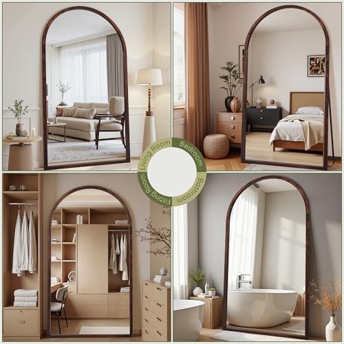 Suidia Full Length Mirror, Oversized Floor Mirror with Solid Wood Frame, Large Standing Mirror for Bedroom Living Room, Wood Antique Style, Dark Walnut, 76" L x 41" W - Image 7