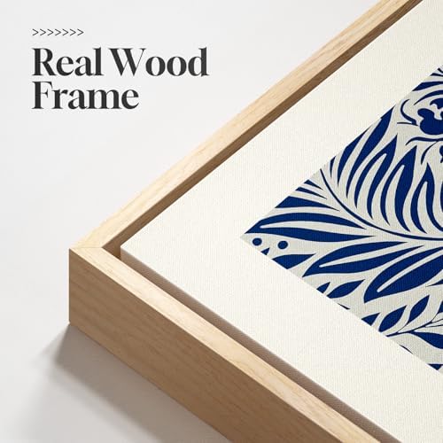 Large Framed William Morris Blue Canvas Wall Art for Living Room, 3 Piece - Image 5
