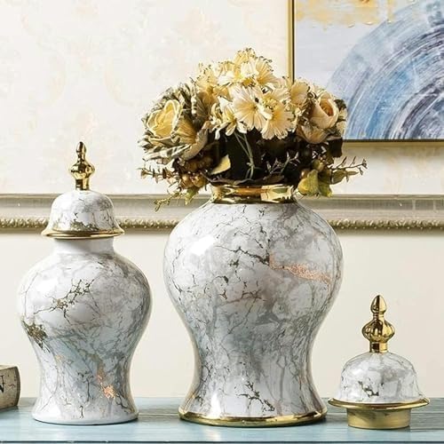 Ceramic Vase,Modern VaseDecorative Ceramic Flower Vase Luxury Floral with Lid Ceramic Floral Traditional Porcelain Vase Home Table Decoration, White(Small) - Image 6