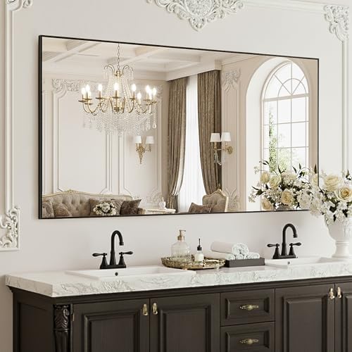 FICTOR Bathroom Vanity Mirror for Over Sink, 55" x 30", Black by FICTOR