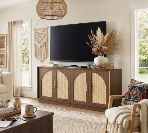 FORTUNETEC 63.8" Sideboard Buffet Cabinet with Storage, Natural Walnut - Image 5