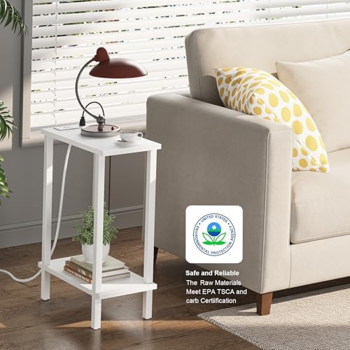 TUTOTAK Narrow Side Table Set of 2, Small End Table with Charging Station - Image 4