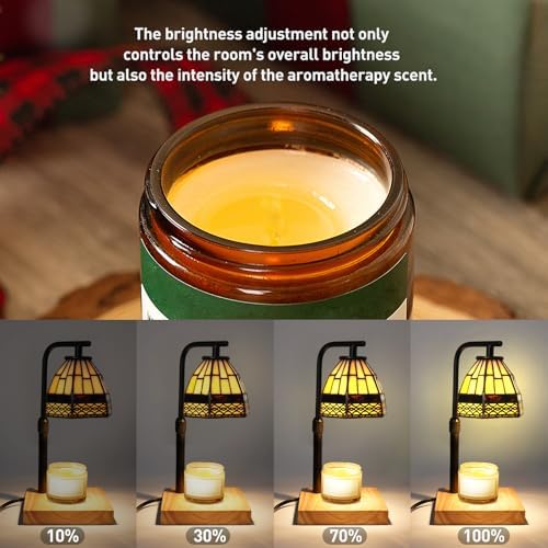 Tiffany Candle Warmer Lamp, Adjustable Height Wood Wax Melter - Image 5