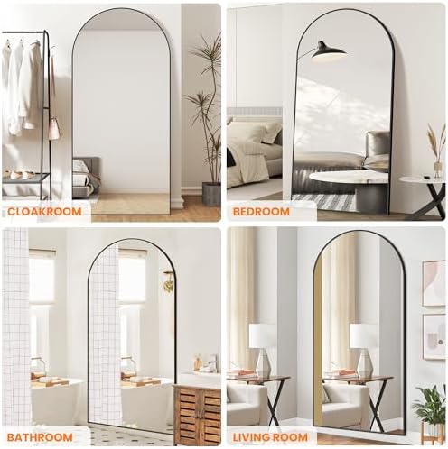 Arched Full Length Mirror, 75"x35" Standing Body Mirror for Wall, Black - Image 3
