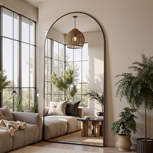 Floor Mirror, 78"x38" Oversized Full Length Mirror with Stand, Arched Full Body Mirror Standing Hanging Leaning Against Wall, Aluminum Frame Giant Mirrors for Bedroom Cloakroom, Black - Image 3