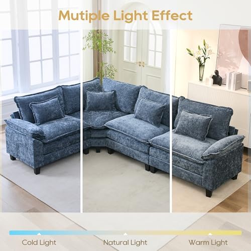 URRED Oversized Modular Sectional Sofa，Blue：116" V Shaped - Image 5