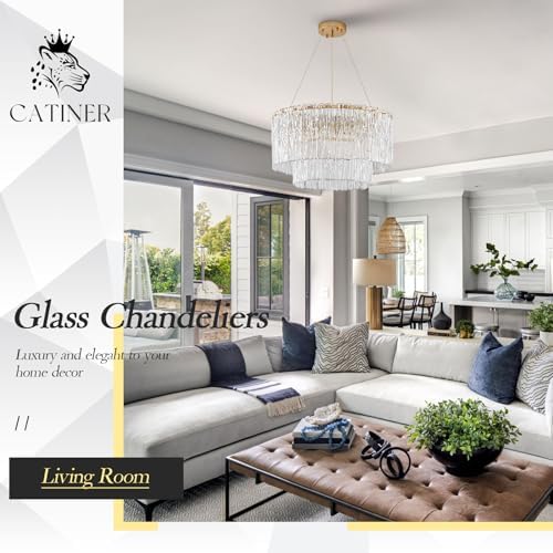 CATINER Modern 20" Crystal Glass Chandelier 7-Light Gold Chandeliers - Image 6