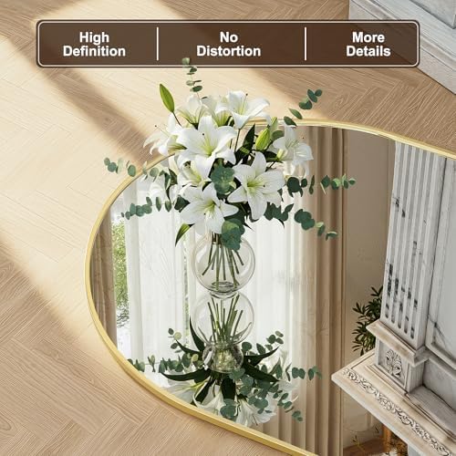 FICTOR 30" x 50" Arched Bathroom Vanity Mirror for Over Sink, Gold - Image 4