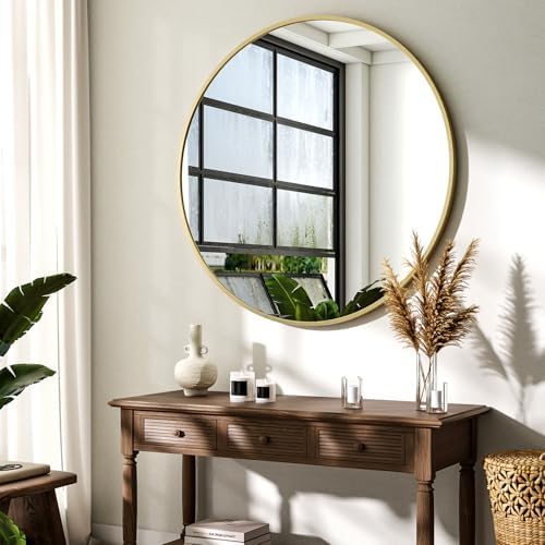 XRAMFY 36 Inch Round Mirror-Gold Circle Mirrors for Bathroom, Entryway - Image 3