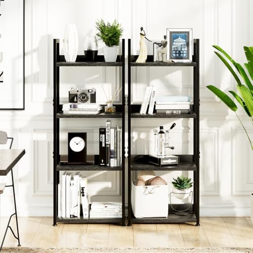 NUMENN Narrow Bookshelf, 4 Tier Freestanding Shelving Unit, Black - Image 4