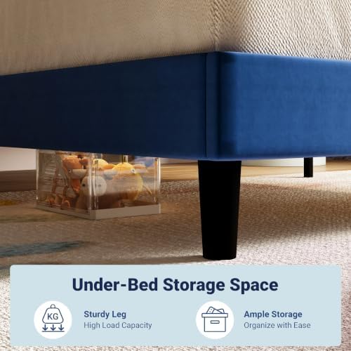 Allewie Twin Platform Bed Frame with Velvet Upholstered Headboard - Image 5