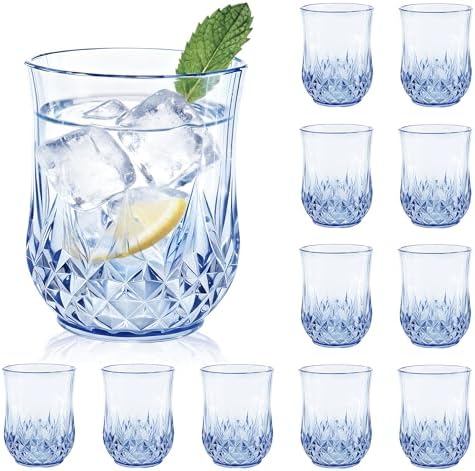 12 Pack Plastic Stemless Wine Glasses, 12oz Unbreakable Wine Cups by LEYIQU
